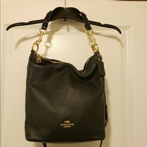 Black Pebble Leather Coach Bag